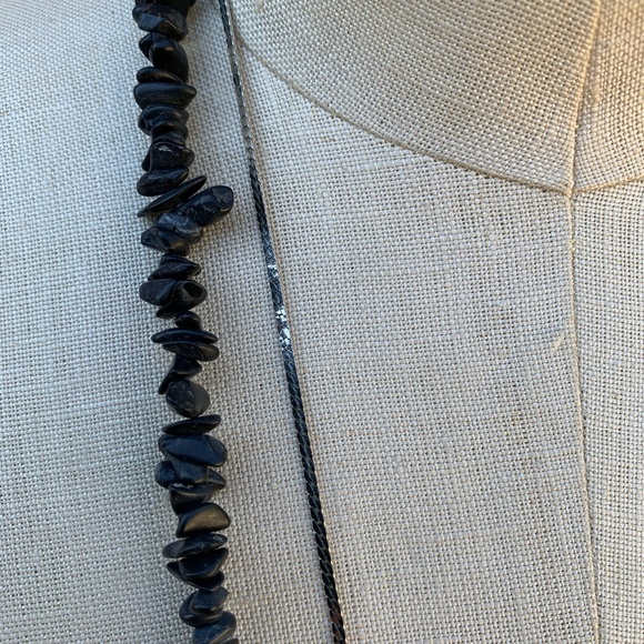 Pair Black Charcoal Gray Natural Stone Necklaces - Picture 5 of 9